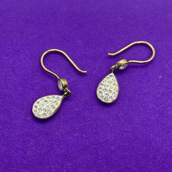 💛 925 Gold Plated Crystal Drop Earrings - Picture 2 of 3